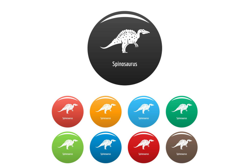 spinosaurus-icons-set-color-vector