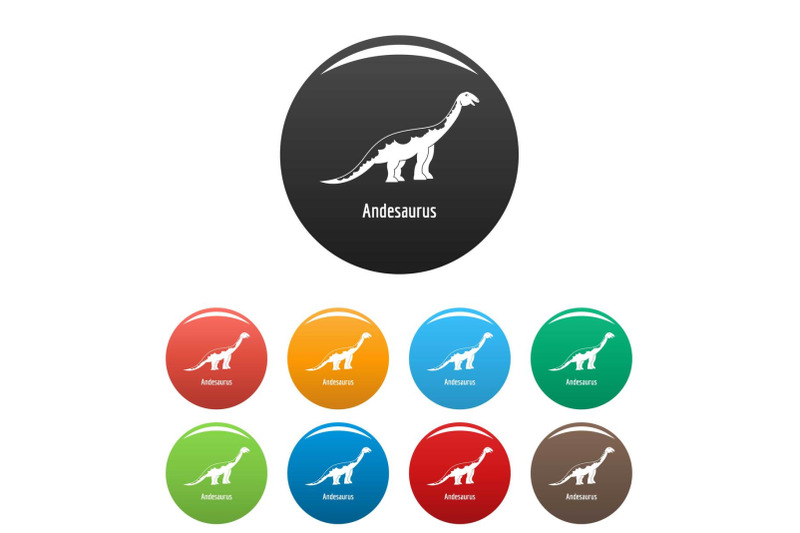 andesaurus-icons-set-color-vector