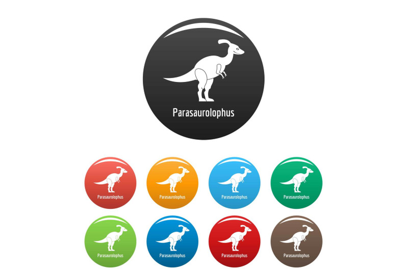parasaurolophus-icons-set-color-vector
