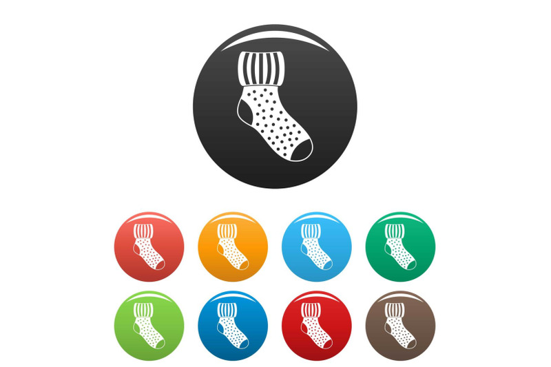 woolen-sock-icons-set-color-vector