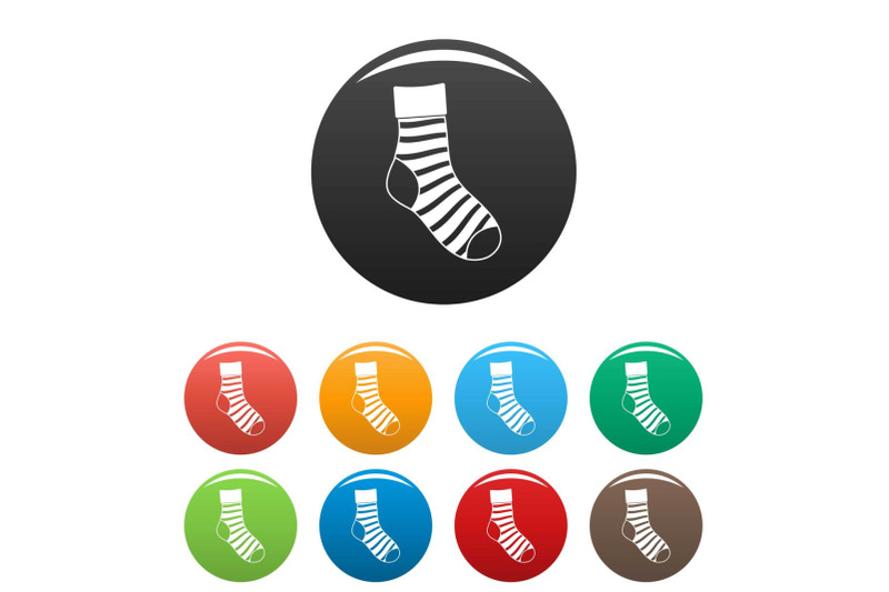 striped-sock-icons-set-color-vector