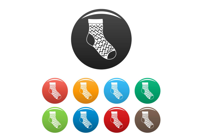 ornament-sock-icons-set-color-vector