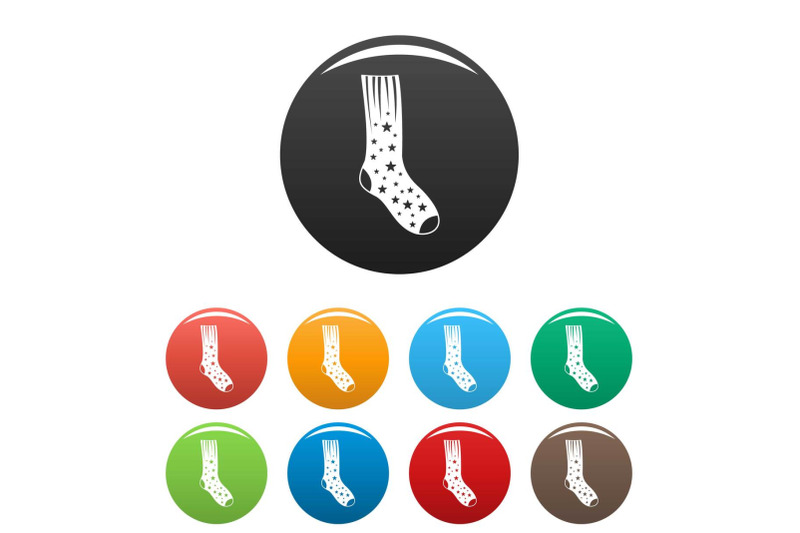 sock-with-star-icons-set-color-vector