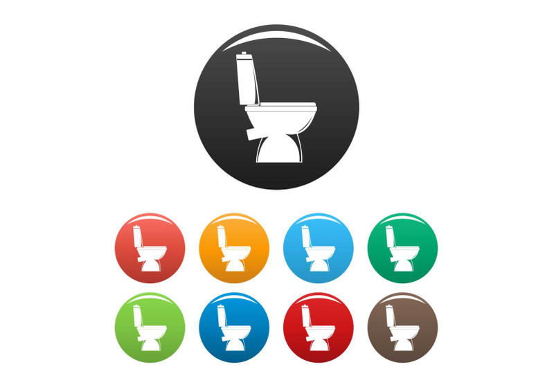 home-toilet-icons-set-color-vector