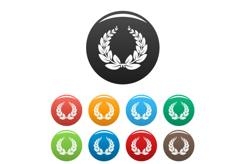 leaf-wreath-icons-set-color-vector