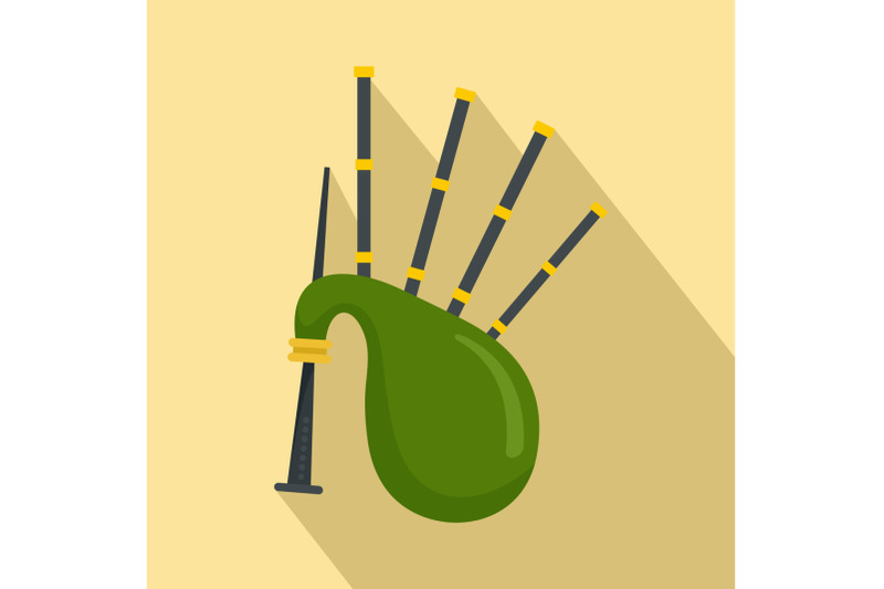green-bagpipes-icon-flat-style
