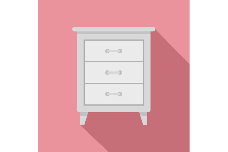 white-nightstand-icon-flat-style