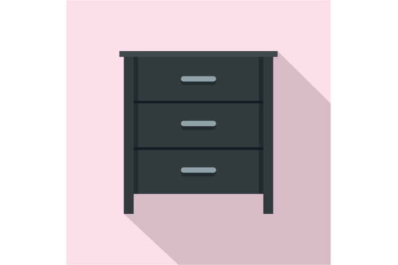 black-nightstand-icon-flat-style