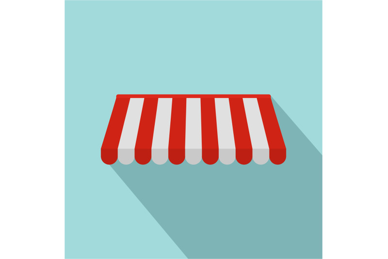 red-white-outdoor-street-tent-icon-flat-style