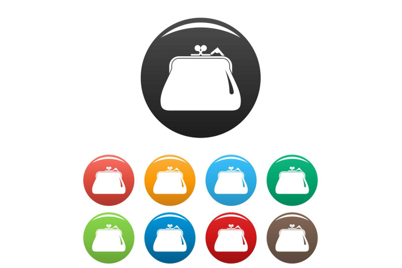 purse-retro-icons-set-color-vector