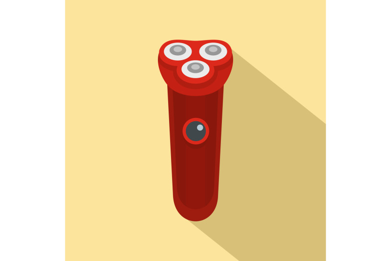 red-electric-razor-icon-flat-style