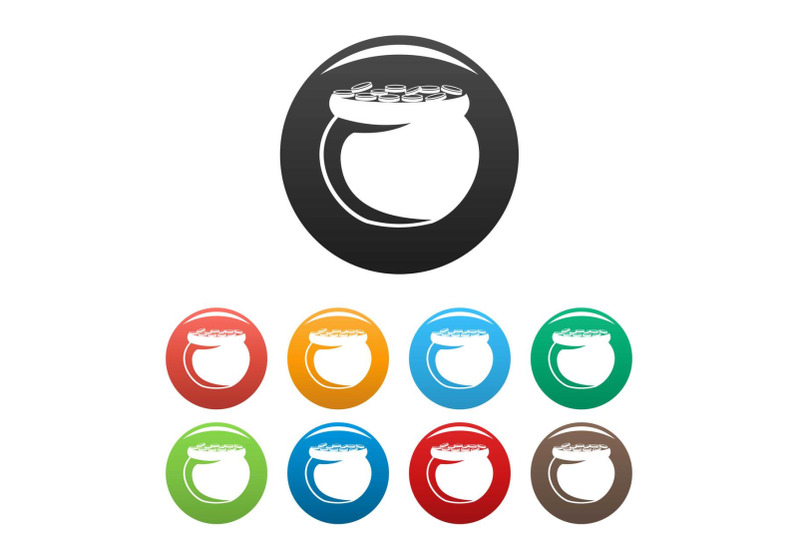 pot-coin-icons-set-color-vector