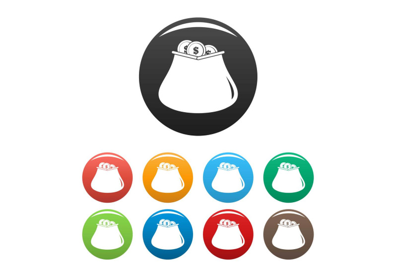 purse-money-icons-set-color-vector