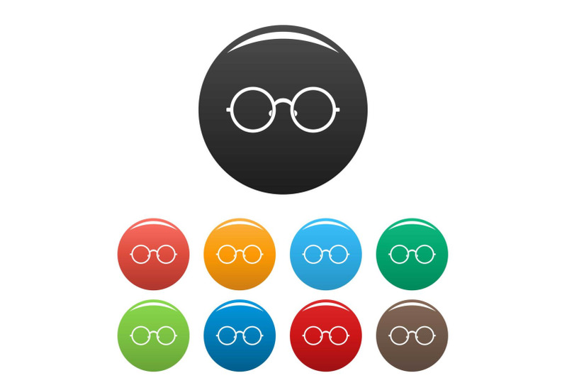 children-eyeglasses-icons-set-color-vector