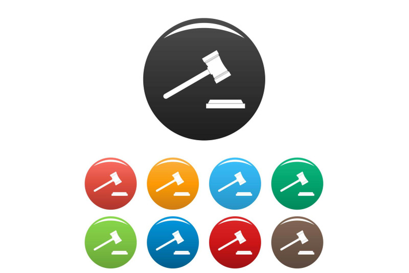 legal-gavel-icons-set-color-vector