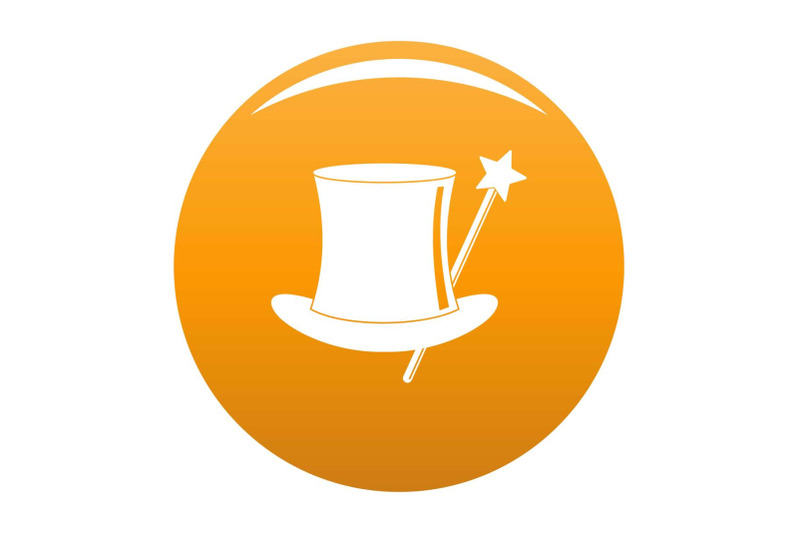 hat-with-a-wand-icon-vector-orange