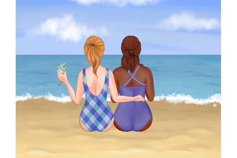 best-friends-clipart-digital-download-bff-png-gift-beach-scene-creat