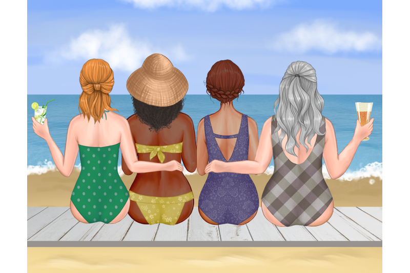 best-friends-clipart-digital-download-bff-png-gift-beach-scene-creat