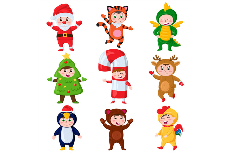 cartoon-kids-wearing-christmas-costumes-kids-in-carnival-party