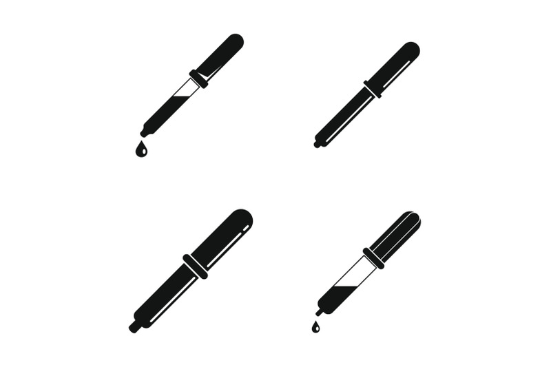 pipette-medical-dropper-icons-set-simple-style