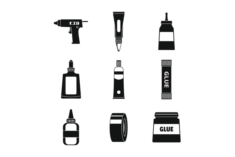 glue-stick-adhesive-icons-set-simple-style