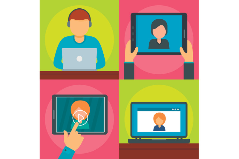 webinar-online-banner-concept-set-flat-style