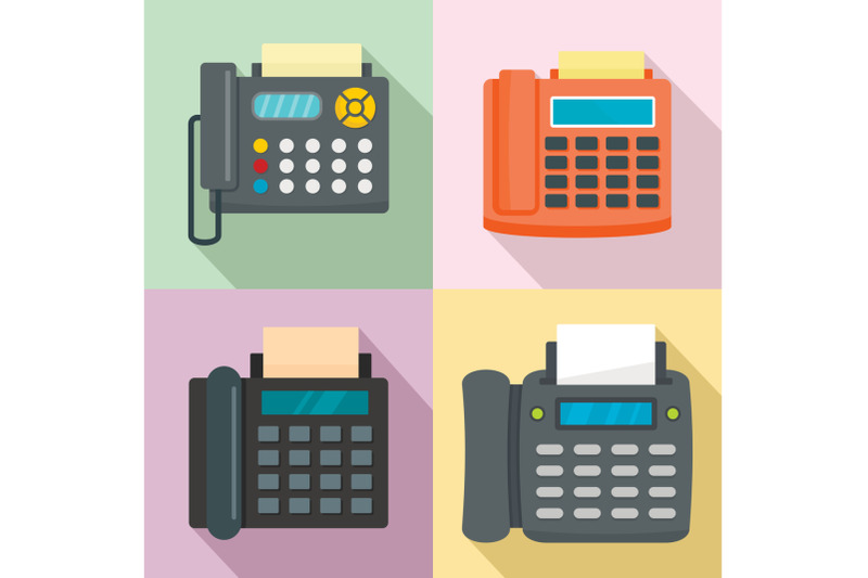 fax-machine-telephone-icons-set-flat-style