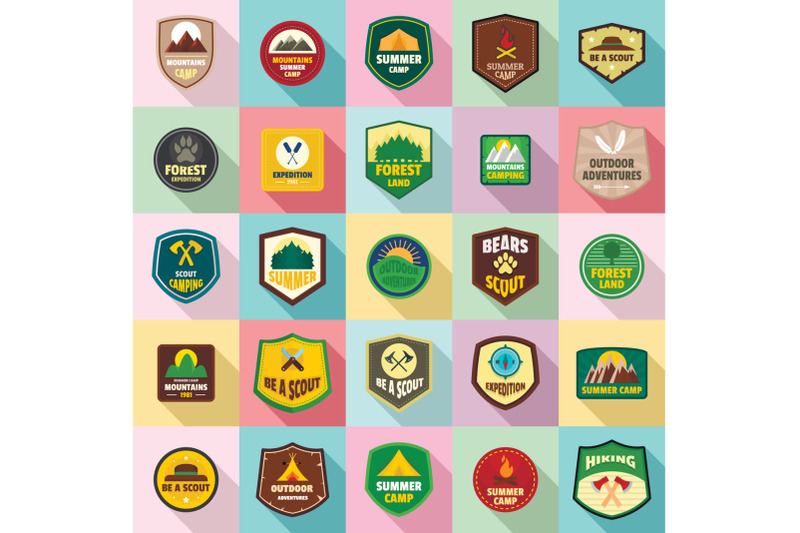 scout-badge-emblem-stamp-icons-set-flat-style