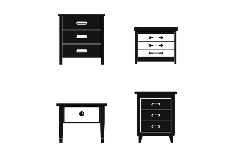 nightstand-bedside-icons-set-simple-style