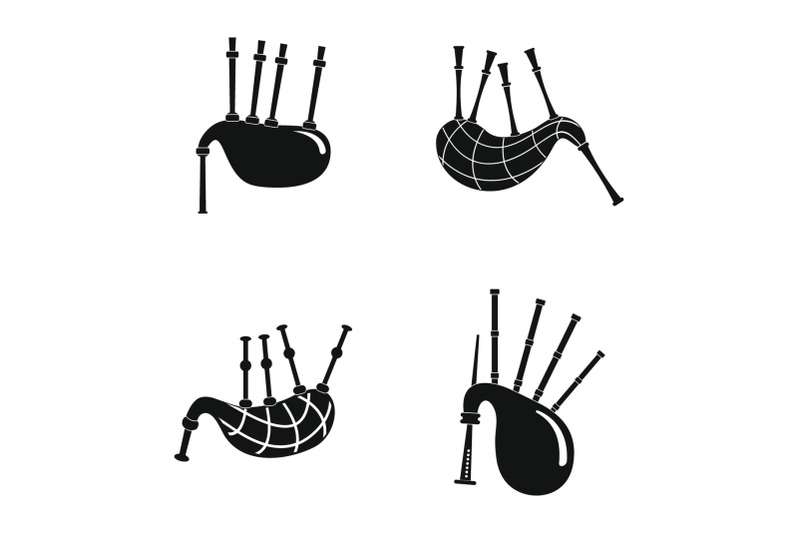 bagpipes-scotland-scottish-icons-set-simple-style