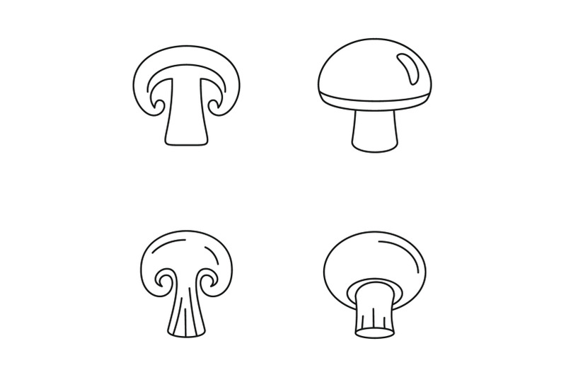 champignon-mushroom-icons-set-outline-style