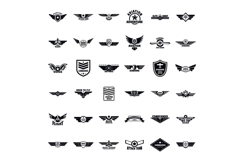 airforce-army-badge-logo-icons-set-simple-style