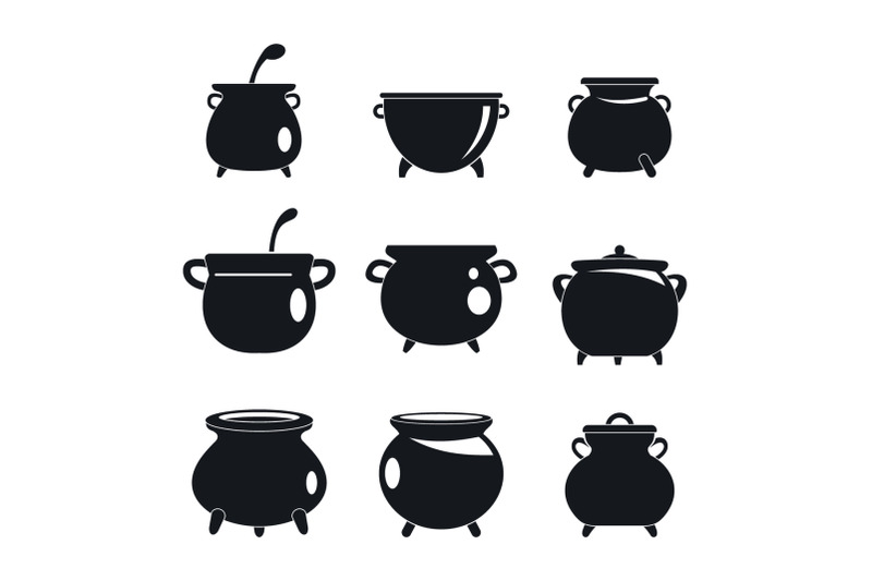 cauldron-kettle-halloween-icons-set-simple-style