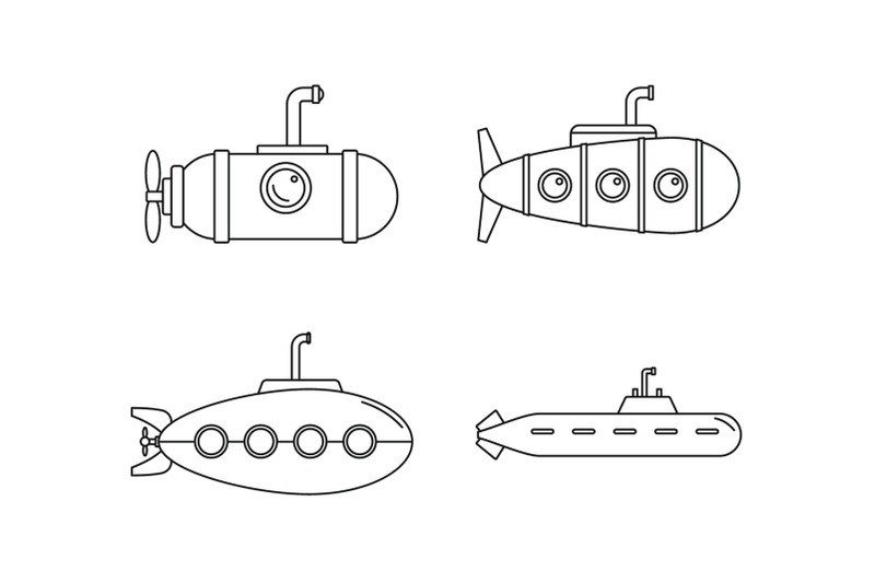 periscope-telescope-icons-set-outline-style