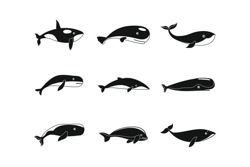 whale-blue-tale-fish-icons-set-simple-style