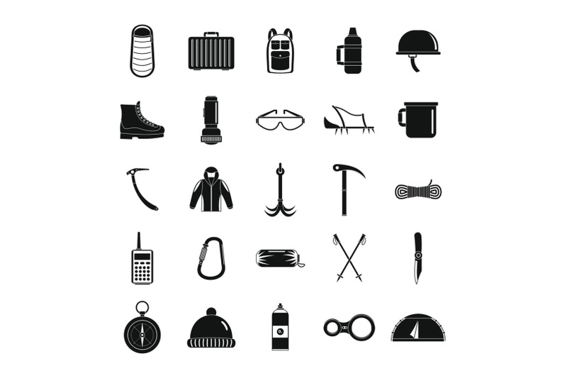 mountaineering-equipment-icons-set-simple-style