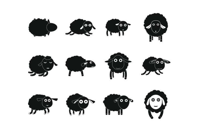 sheep-cute-lamb-farm-iicons-set-simple-style