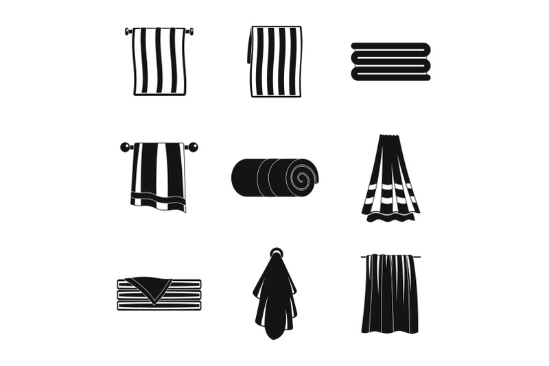 towel-hanging-spa-bath-icons-set-simple-style