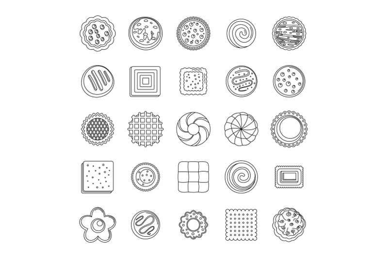 cookies-biscuit-icons-set-outline-style