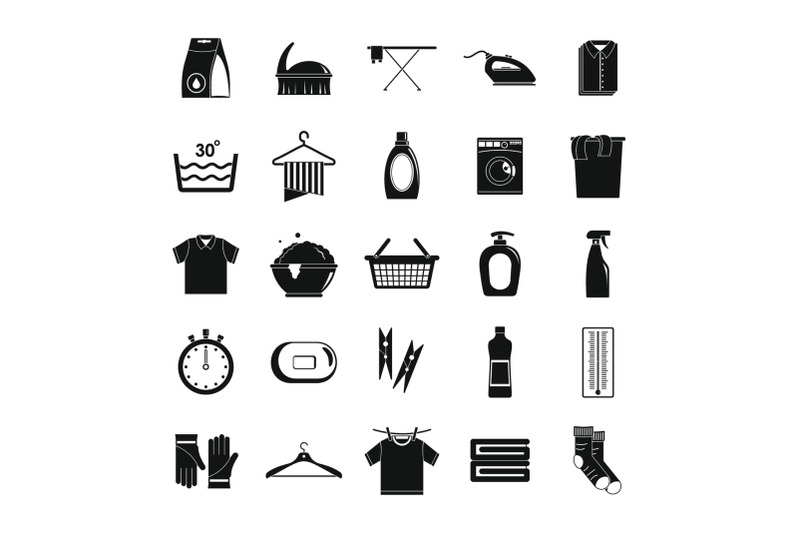 laundry-service-icons-set-simple-style