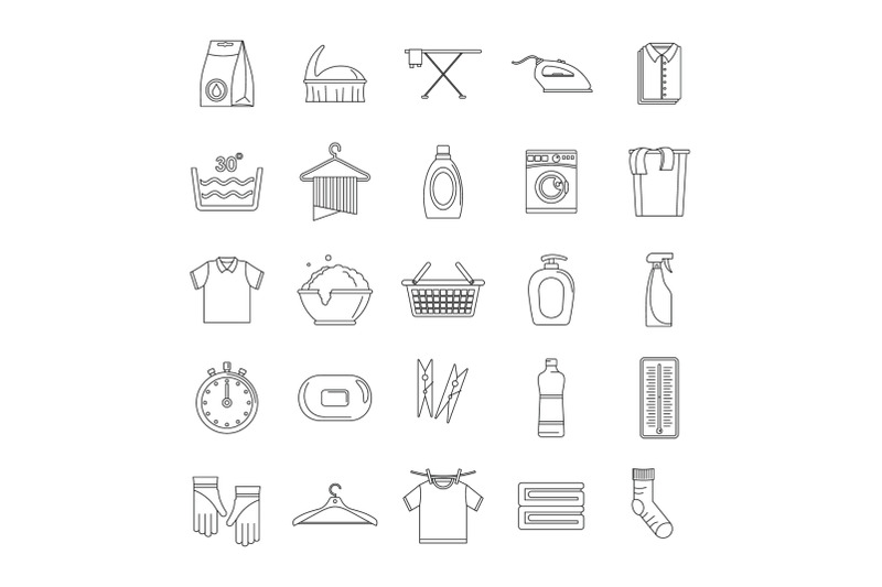 laundry-service-icons-set-outline-style