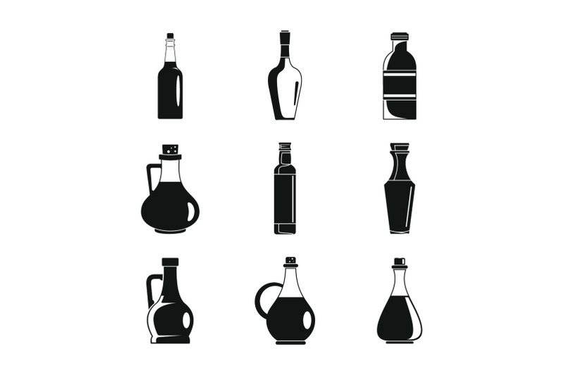 vinegar-bottle-icons-set-simple-style