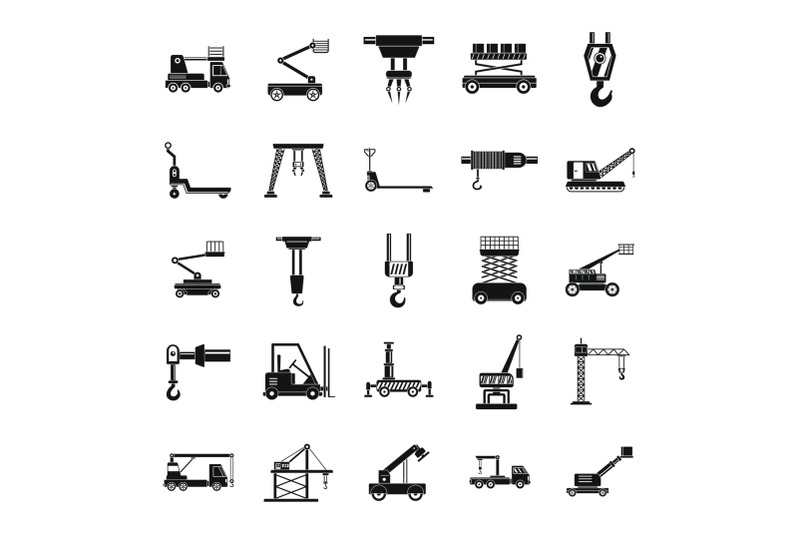 lifting-machine-icons-set-simple-style