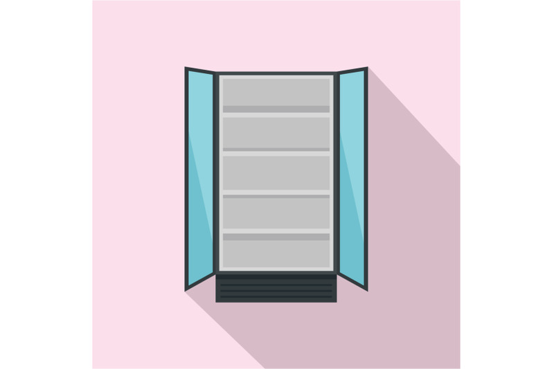 open-commercial-fridge-icon-flat-style