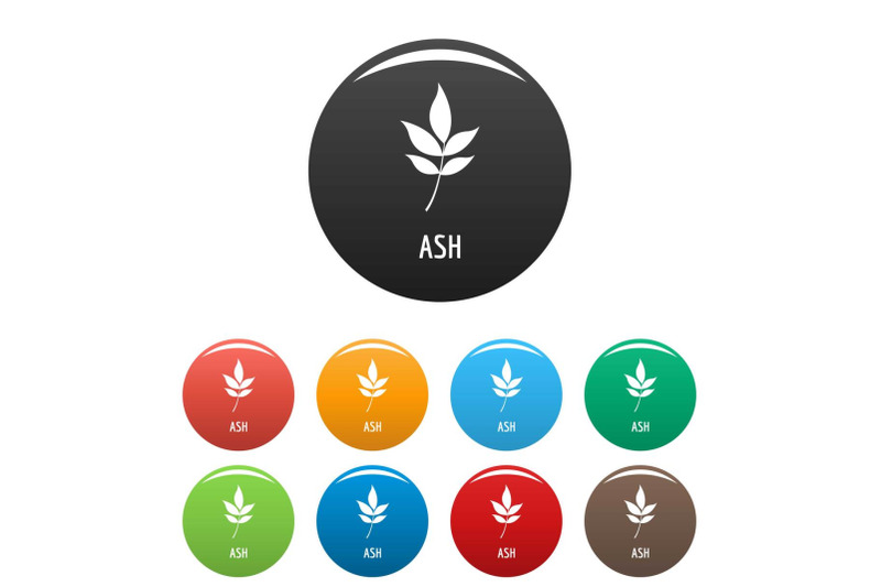 ash-leaf-icons-set-color-vector