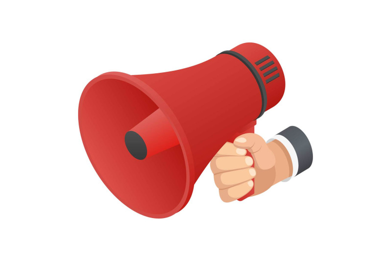 red-hand-speaker-icon-isometric-style