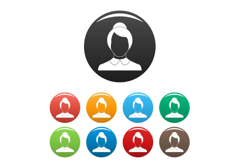 female-user-icons-set-color-vector