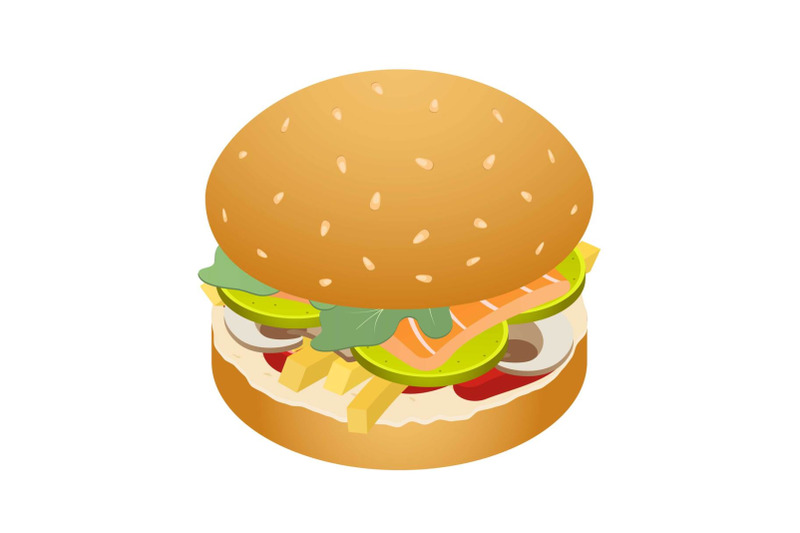 king-of-burger-icon-isometric-style