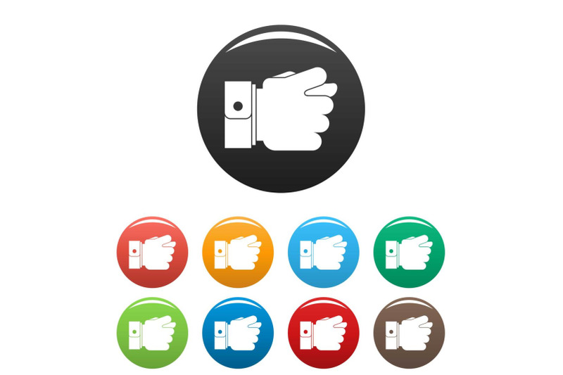 hand-greed-icons-set-color-vector