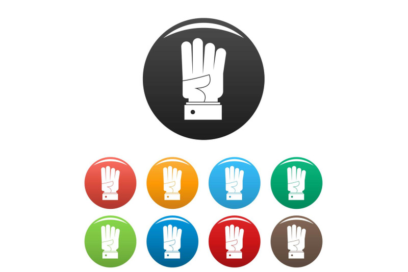 hand-four-icons-set-color-vector